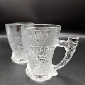 The Flintstones Mammoth Mug Set of 2 McDonald's Collectible‎ Glass Cups